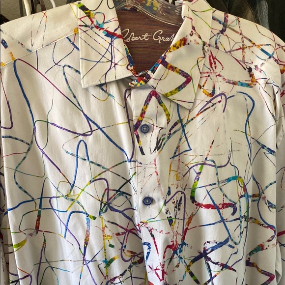 Robert Graham Other - Robert Graham Men's White Shirt with Colorful Abstract Design